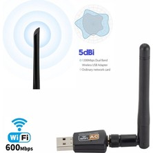 3c Store USB Wifi Adaptörü 802.11B / G / N Anten 600MBPS Usb2.0 Kablosuz Alıcı Dongle Ağ Lan Kartı Tv Kutusu Laptopwi-Fi Için (Yurt Dışından)