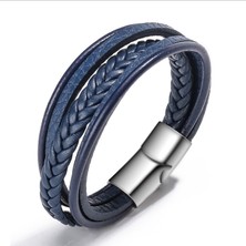 Chavin Mavi Deri Erkek Bileklik EP55MV