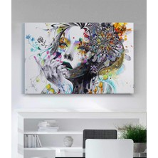 Stella Store Yağlı Boya Görünümlü Çiçekli Kız Kanvas Tablo