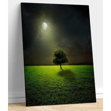 Stella Store Gece Gökyüzü Dolunay ve Ağaç Kanvas Tablo