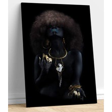 Stella Store Kabarık Saç Afrika Siyah Kadınlar Altın Parmak Kanvas Tablo