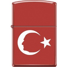 Zippo Çakmak Atatürk Turkey Flag Kırmızı Mat Renkli Premium Tasarım Hediye Seçeneği