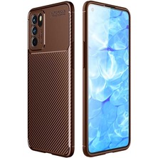 Caseart Oppo Reno 6 4g Kılıf Karbon Tasarımlı Kapak - Kahverengi