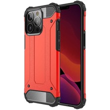 Caseart Apple iPhone 13 Pro Max Kapak Çift Katmanlı Zırh Tank Kılıf - Kırmızı