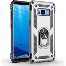 Caseart Samsung Galaxy S8 Kapak Military Yüzüklü Stantlı Panzer Tank Kılıf - Gri
