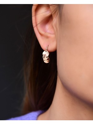 Papatya Silver 925 Ayar Gümüş Rose Kaplama Fırfırlı Pullu Kadın Küpe