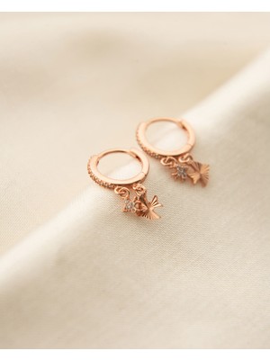 Papatya Silver 925 Ayar Gümüş Kırlangıç Figürlü Halka Kadın Küpe