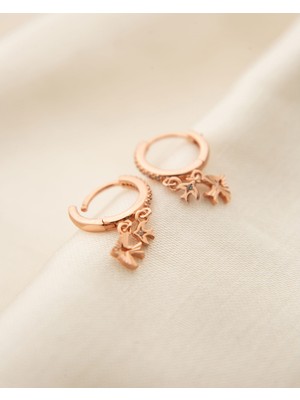 Papatya Silver 925 Ayar Gümüş Kırlangıç Figürlü Halka Kadın Küpe