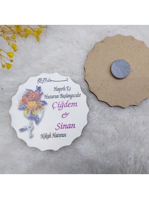 Hayaller Dükkanı 30 Adet Ahşap Buzdolabı Magnet Ucuz Nikah Likleri