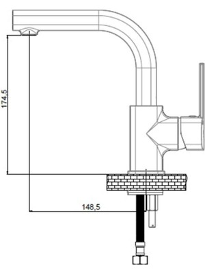 Gpd Tek Gövde Lavabo Bataryası Siyah Pedra MTL160-S