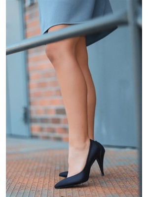 Erbilden Nocix Siyah Cilt Stileto Ayakkabı