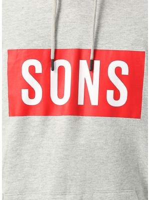 Only & Sons Gri Kapüşonlu Baskılı Sweatshirt