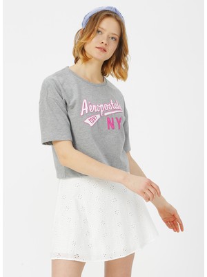 Aeropostale Arya Logo Baskılı Gri Melanj Sweatshirt