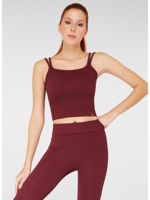 Jerf Darwin Çift Askılı Crop Top Bordo