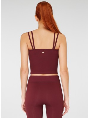 Jerf Darwin Çift Askılı Crop Top Bordo