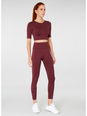 Jerf Naples Kısa Kol Crop Top Econyl Bordo