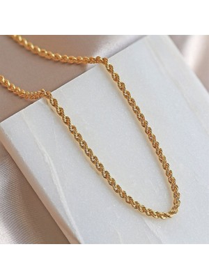 Takılingo Burgulu Altın Renk 925 Ayar Gümüş Zincir