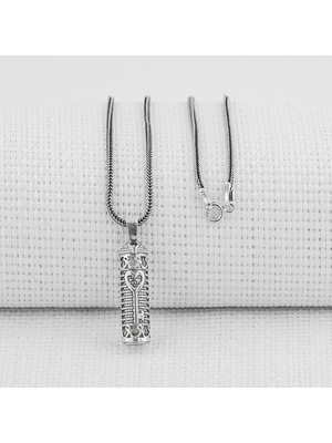 Takılingo Cevşeni Kebir Dua Yazılı Kalp ve Vav Detaylı 925 Ayar Gümüş Cevşen Kolye