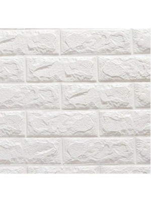 Renkli Duvarlar Yapışkanlı Sünger Beyaz Tuğla Duvar Kağıdı Kaplama Paneli 70X77 cm 6 Adet