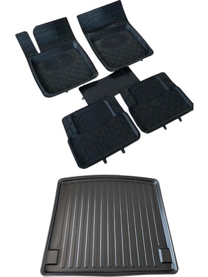 Gold Ford Focus 2 Sedan (2007-2011) Souris Siyah Havuzlu Paspas + Elmas Kesim Kalın Stepne Bagaj Havuzu