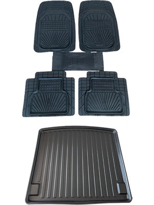 Gold Ford Focus 2 Sedan (2007-2011) Marron Siyah Havuzlu Paspas + Elmas Kesim Kalın Stepne Bagaj Havuzu