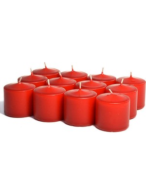 MumvemuM 12 Li Votiv Kütük Mum Kırmızı Renk
