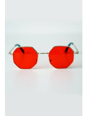 herkesetoptantic Sekizgen Unisex Güneş Gözlüğü (Kırmızı)