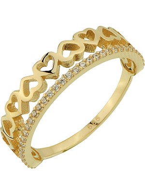 Goldium Altın Yarım Tur Kalp Yüzük