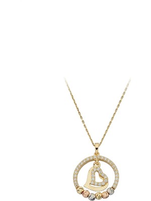 Goldium Altın Dorika Toplu Halka Kalp Kolye