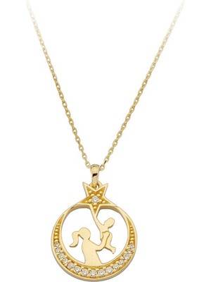 Goldium Altın Yıldızlı Anne Bebek Kolye