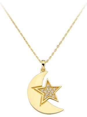Goldium Altın Ay Yıldız Kolye