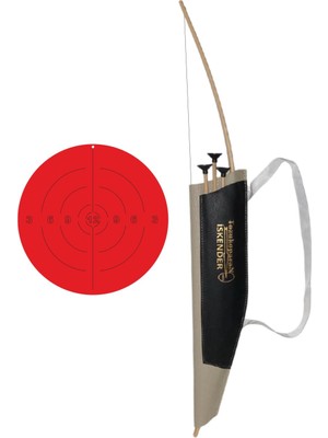 Ahtek Ahşap Oyuncak Ok Yay Seti, Yay + 3 Adet Ok + Sadaklı Taşıma Çantası + Ahşap Hedef