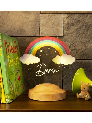 Sevgilambası Gökkuşağı Kız Çocuk Hediyesi Rainbow Kişiye Özel Doğum Günü Led Gece Lambası, Çocuk Odası Aydınlatması, Erkek Bebek, Kız Bebek