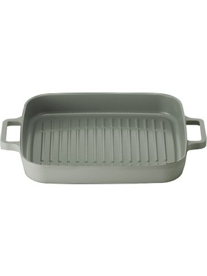 Neoflam Fika Gri Alüminyum Döküm Dikdörtgen Izgara Tava 28 cm Metal Kulplu