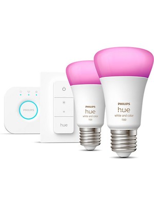 Philips Hue WCA 9-75W E27 Renkli Akıllı Ampul 2'li Başlangıç Seti (Kumandalı)