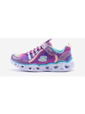 Skechers Heart Lights  -  Rainbow Lux Büyük Kız Çocuk Mor Işıklı Spor Ayakkabı 302308L Prmt