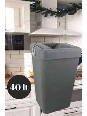 Ego Home Motek Tekli Motek Siyah Hassas Kapaklı Çöp Kovası Siyah 40 Lt Siyah