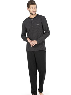Pierre Cardin Erkek Penye Pijama 22K M Beden Siyah Renkli Desenli Rahat Kullanım