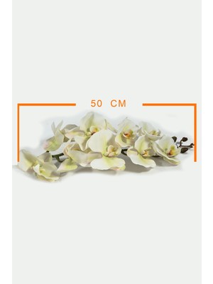 Lilac Home Yapay Çiçek Gerçek Dokulu Lux Beyaz Orkide Dalı