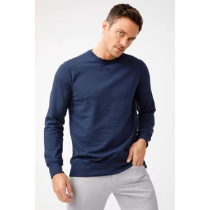 Erkek Lacivert Modernfit / Dar Kalıp Bisiklet Yaka Sweatshirt
