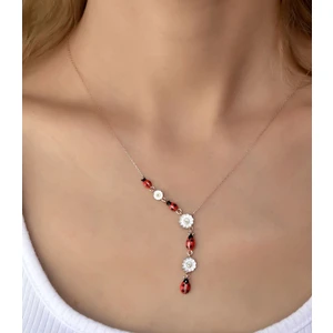 Papatya Silver 925 Ayar Gümüş Rose Kaplama Uğur Böcekli Papatyalı Akışlı Kolye