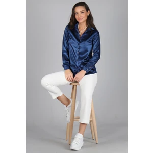 Sweetness Kadın Lacivert Saten Gömlek
