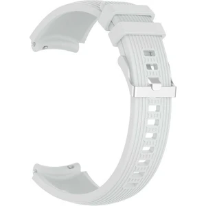 Huawei Watch Gt 3 Active 46MM uyumlu Kordon Çizgili Kancalı Silikon KRD18 - 22mm Beyaz