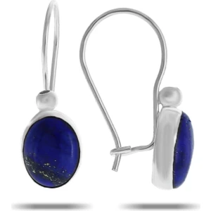 Sümer Telkari Lapis Lazuli Taşlı Rodyumlu Gümüş Küpe 5538