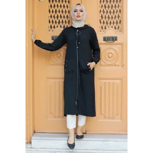  Neva Style - Kapşonlu Siyah Tesettür Kap 511S