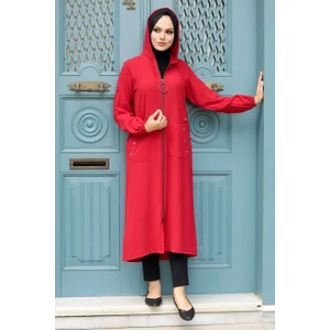  Neva Style - Kapşonlu Kırmızı Tesettür Kap 511K