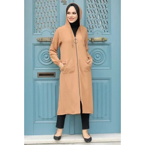  Neva Style - Kapşonlu Bisküvi Tesettür Kap 511BS