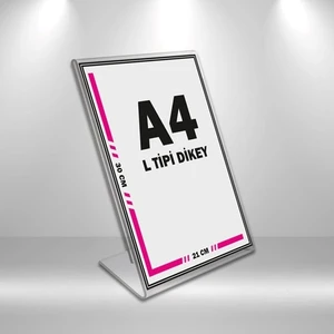 L Tipi A4 Pleksi Föylük Broşürlük Dikey 5'li