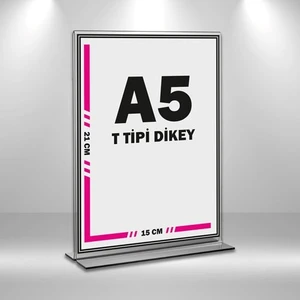 T Tipi A5 Pleksi Föylük Broşürlük Dikey 5'li