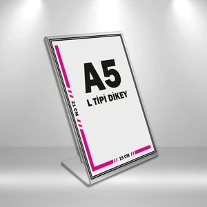 L Tipi A5 Pleksi Föylük Broşürlük Dikey 5'li